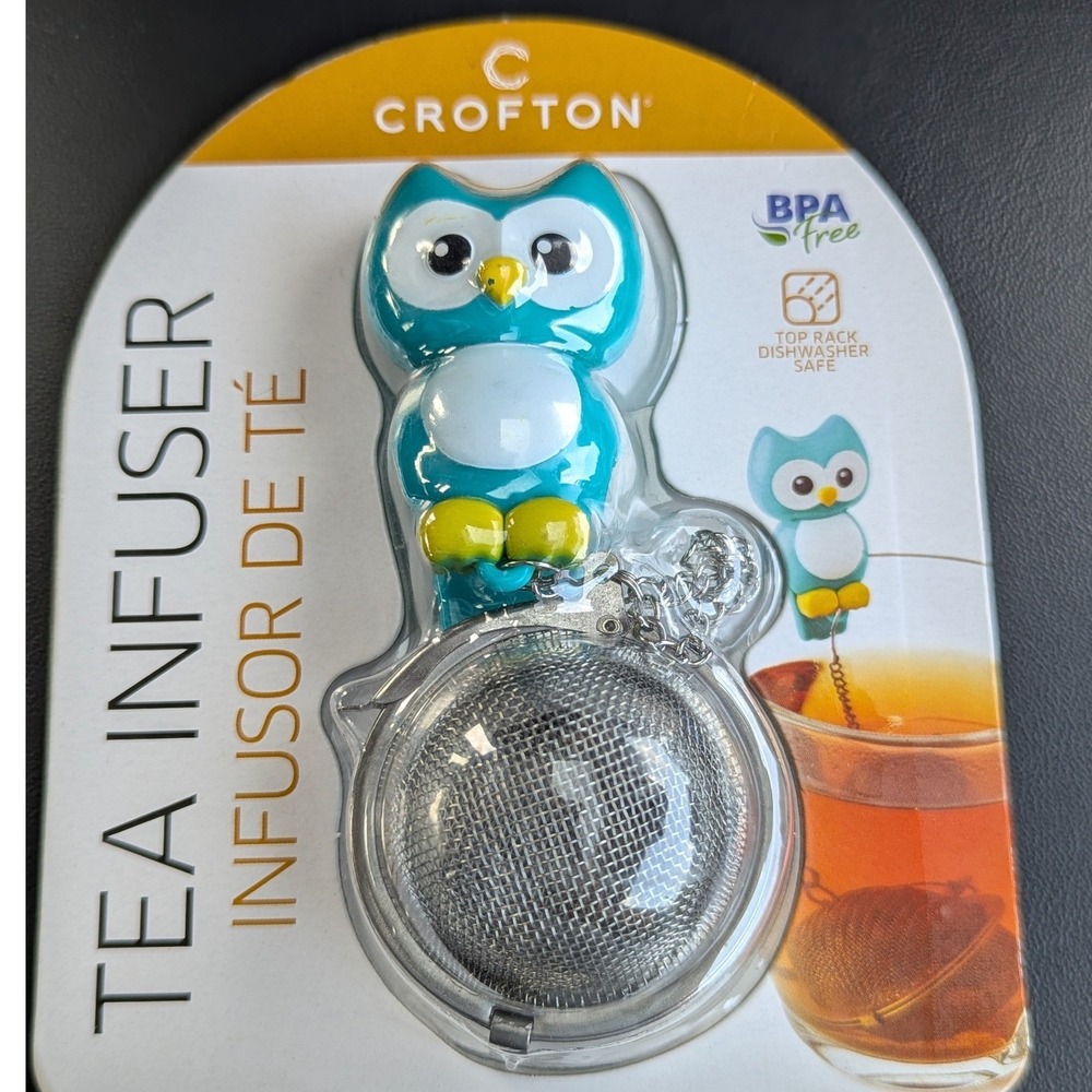 Crofton Blue Owl Tea Infuser Stainless Steel Mesh Loose Leaf Steeper BPA Free
